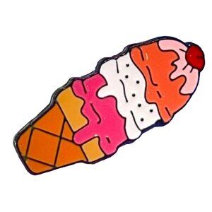 Ice Cream Cone Lapel Pin 3 Scoops Strawberry Vanilla Raspberry Badge Brooch Pin